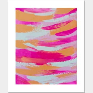 Light Pink and Orange Paint Strokes Posters and Art